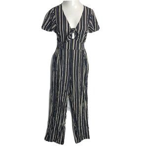 Xhilaration NWT Women's Navy & Beige Stripes Romper Jumpsuit Pants ~ Sz M